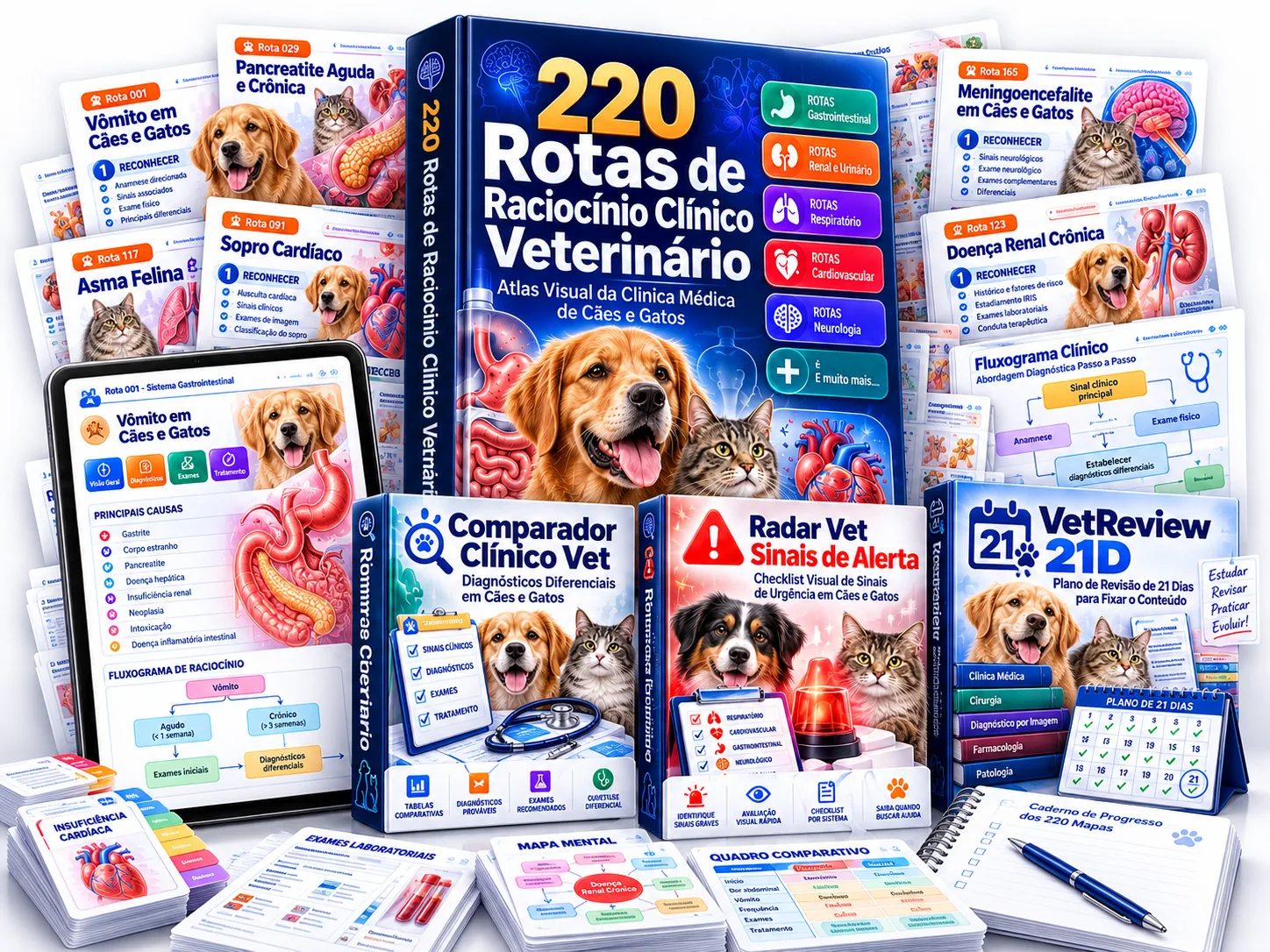 220 Rotas de Raciocínio Clínico Veterinário — atlas visual com amostras e os três bônus